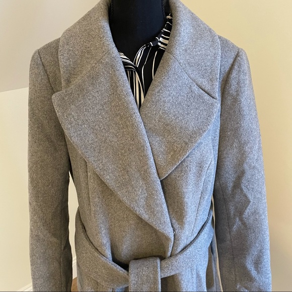 ASOS COAT JACKET US 14 GRAY PEPLUM SWING CHIC BELTED BUTTON CLOSURE MINT COND - Picture 6 of 14